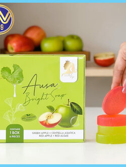 สบู่ออร่าไบร์ท 2 สูตรในกล่องเดียว สบู่รักษาสิว+สบู่รักษาฝ้า