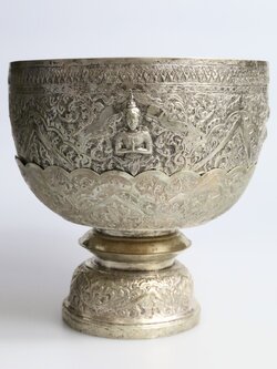 ชุดขันเงินและพานเงินพรีเมี่ยม แกะลายเทพนม✨🙏🏼