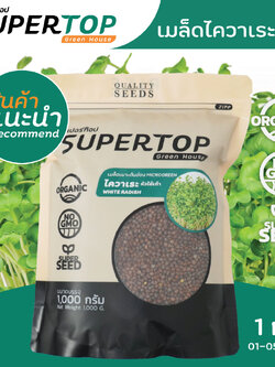 เมล็ดเพาะต้นอ่อน ไควาเระ (White Radish Microgreen) SUPERTOP ขนาด 1 KG.