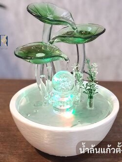 น้ำล้นตั้งโต๊ะ รุ่นใบแก้วลูกแก้วหมุนมงคล99031 มี 2 สี เสริมฮวงจุ้ยดีให้กับที่บ้านที่ทำงาน ให้เป็นของขวัญมงคล