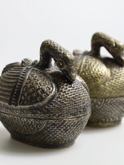 ชุดห่านจีนเงินคู่ งานเงินเก่าทรงคุณค่า ห่านจีนเงิน รูปปั้นเงิน สัตว์มงคล เครื่องเงินสัตว์มงคล