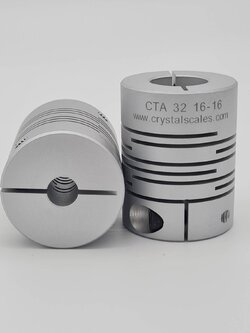 Beam coupling คลับปิ้งสำหรับมอเตอร์และเพลาแบบยืดหยุ่นผลิตจากอลูมิเนียมขนาด OD 32 มิลลิเมตร ยาว 42 มิลลิเมตร รู 8-16 มิลลิเมตร