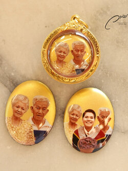 ล็อกเก็ตรูปสองด้าน เลี่ยมกรอบทองแท้ยกซุ้ม