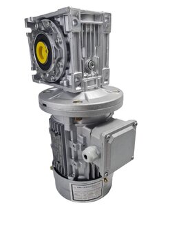 มอเตอร์เกียร์ไฟฟ้ากระแสสลับ ขนาด370W 3 เฟส 220v/380V พร้อมหน้าแปน รูเพลา 25 มิลลิเมตร เกียร์ 20:1