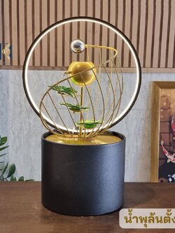 น้ำพุตั้งโต๊ะ รุ่นแบบที่3ใบแก้วสีเขียวมรกต น้ำพุน้ำล้นแต่งบ้านสำเร็จรูป เสริมฮวงจุ้ย น้ำพุราคาถูก