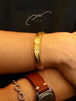 กำไลทองคำแบบเรียบงานขัดเงาทรายยอดนิยม กำไลซาโบน่า