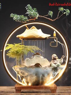 น้ำล้นอ่างน้ำพุตั้งโต๊ะmodern รุ่น สังกัจจายน์ถือก้อนทองA000235 เสริมฮวงจุ้ยบ้านที่ทำงาน ให้เป็นของขวัญมงคล