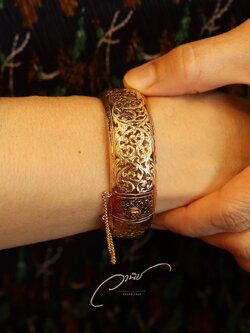 กำไลข้อมือทองคำ 90% ฉลุลายวิจิตร กำไลทองรุ่นเก่า