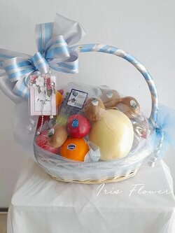 กระเช้าผลไม้ล้วน ขนาด 14"