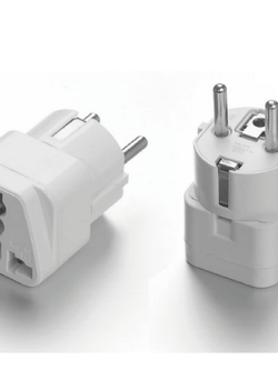 หัวแปลงปลั๊กไฟคุณภาพสูง เพื่อใช้ในยุโรป เยอรมัน ฝรั่งเศส รัสเซีย EU, German, France, Russia สีขาว (แบบ Schuko) Type C,E,F,K