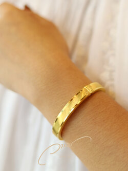 กำไลทองคำแบบกลมเรียบงานขัดเงาทรายยอดนิยม✨