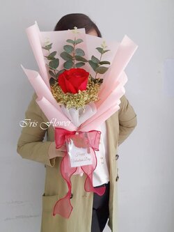 ช่อดอกกุหลาบ 1 ดอก (ชมพู)