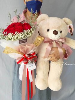 ตุ๊กตาหมี 60 cm.และช่อดอกกุหลาบ