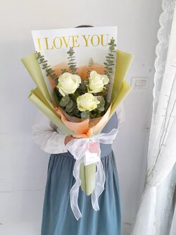 ช่อดอกกุหลาบ I LOVE YOU สีเขียว