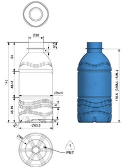โมลด์เป่าขวดขวดบรรจุน้ำดื่ม PET ขนาด 350ml สูง149x63.5 มิลลิเมตร preform 9.5-10.5g สั่งได้