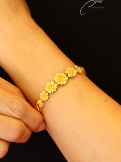 สร้อยข้อมือทองคำลายดอกไม้ งานสวยพรีเมี่ยม สร้อยทองดอกไม้ สร้อยข้อมือลายดอกไม้