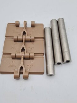 สายพาน Top chain แกนเพลาขนาด 16 มม ยาว 101 มม M8 SUS304 สำหรับประกอบโครงสายพาน Top chain.