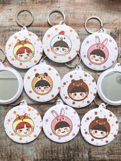 พวงกุญแจกระจกวงกลม 2.5 / 3.2 / 5.8 cm