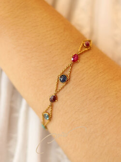 ✨สร้อยข้อมือทองคำ 90% ฝังพลอยหลากสี ✨