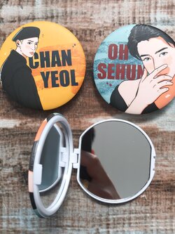 ตลับกระจกวงกลม กระจกวงกลม แบบเปิด-ปิดได้ กระจกพกพา