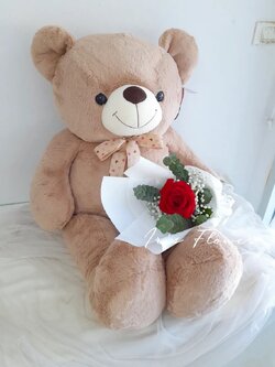 ตุ๊กตาหมี 90 cm. และดอกกุหลาบ 1 ดอก