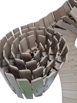 882 Tab K750 Top chain สายพานลำเลียง conveyer แบบโค้ง กว้าง 7.5 นิ้ว