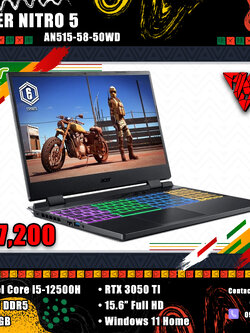 โน๊ตบุ๊คเล่นเกมมือหนึ่ง ACER NITRO 5 AN515-58-50WD สเปคแรงเกินพิกัด