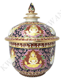 KWAN โถเบญจรงค์ 6 นิ้ว ลายเทพพนมนรสิงห์