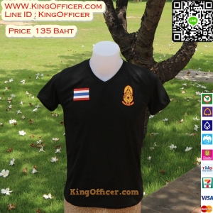 เสื้อยืดทหาร กองทัพบก ทบ สีดำ คอวี สกรีนด้านหน้า