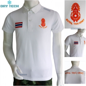 เสื้อโปโลทหาร กองทัพบก สีขาวยุโรป ผลิตจากผ้าDry Tech ชนิดพิเศษ🏅 (มีชำระปลายทาง)