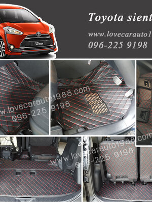 พรม 6D Toyota sienta สีดำด้ายแดง