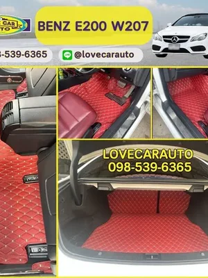 พรมปูพื้นรถยนต์ 6D Benz E200 W207 สีแดงไวน์ด้ายทอง