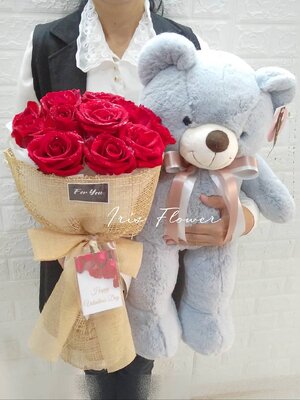 ตุ๊กตาหมี 60cm.และช่อดอกกุหลาบ