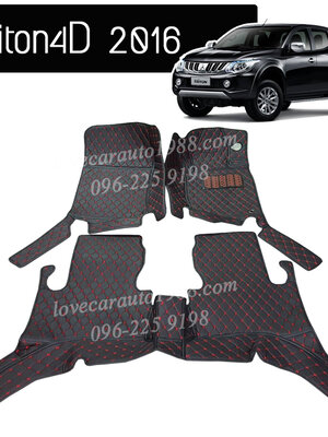 พรม 6D Mitsubishi triton 4D 2016 สีดำด้ายแดง