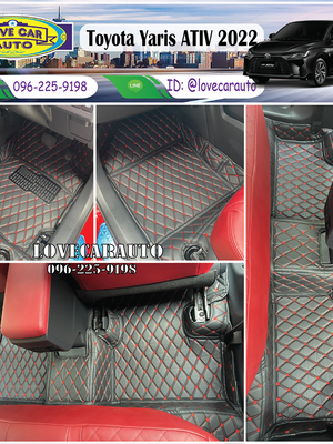 พรมปูพื้นรถยนต์ พรม6D Toyota Yaris Ativ 2022 สีดำด้ายแดง