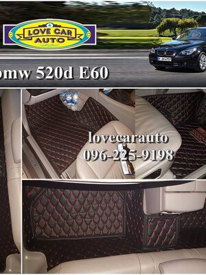พรมรถยนต์ 6D สีดำด้ายแดง BMW 520d E60