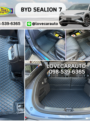 พรมปูพื้นรถยนต์ 6D BYD Sealion 7 สีดำด้ายน้ำเงิน