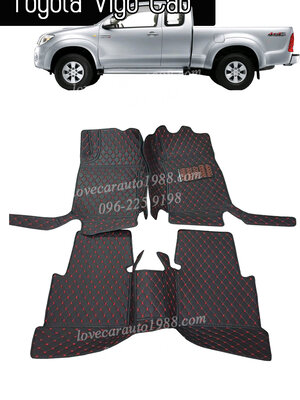 พรม 6D VIGO cab สีดำด้ายแดง