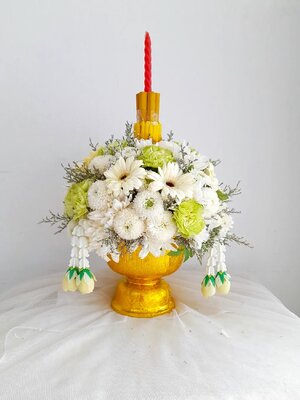 พานไหว้ครู ขนาด 6" (ชาย-สีขาวเขียว)