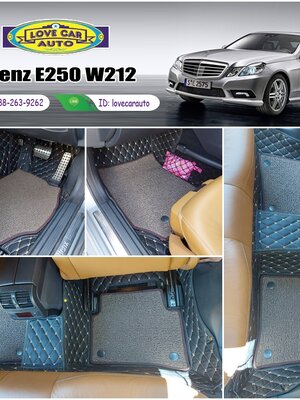 พรมรถยนต์ 7D สีดำด้ายครีม + ไวนิลสีน้ำตาล Benz E250 W212