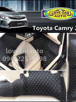 พรมรถยนต์ 6D สีดำด้ายครีม Toyota Camry 2015