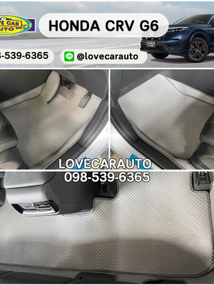พรมปูพื้นรถยนต์ Honda CRV G6 5 ที่นั่ง กระดุมเล็กpvc เทา