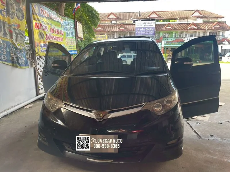 พรมปูพื้นรถยนต์ 6D Toyota Estima 2008 เคฟล่าสีดำด้ายทอง