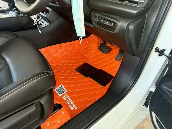 พรมปูพื้นรถยนต์ Aion ES พรม VVIPด้ายคู่สีส้มด้ายทอง