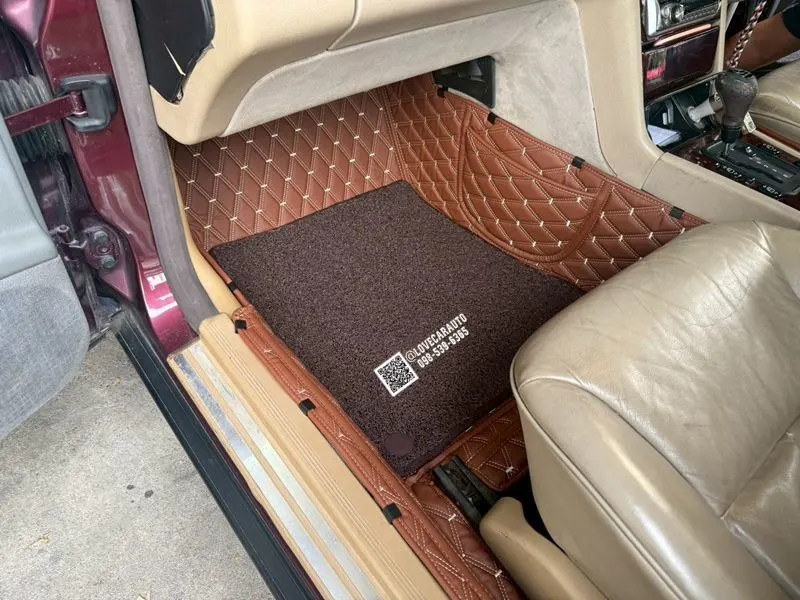 พรมรถยนต์ 7D Benz E230 W210 พรม VVIP ด้ายคู่ สีน้ำตาลเข้ม +ไวนิลน้ำตาล