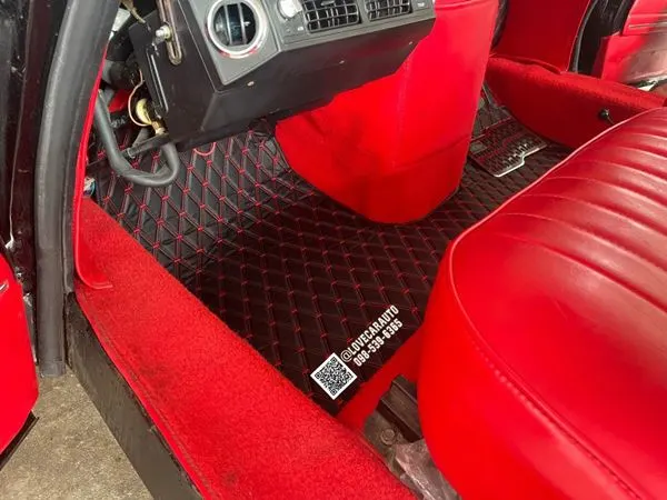 พรมปูพื้นรถยนต์ citroen DS21 vvip ด้ายคู่ สีดำด้ายแดง