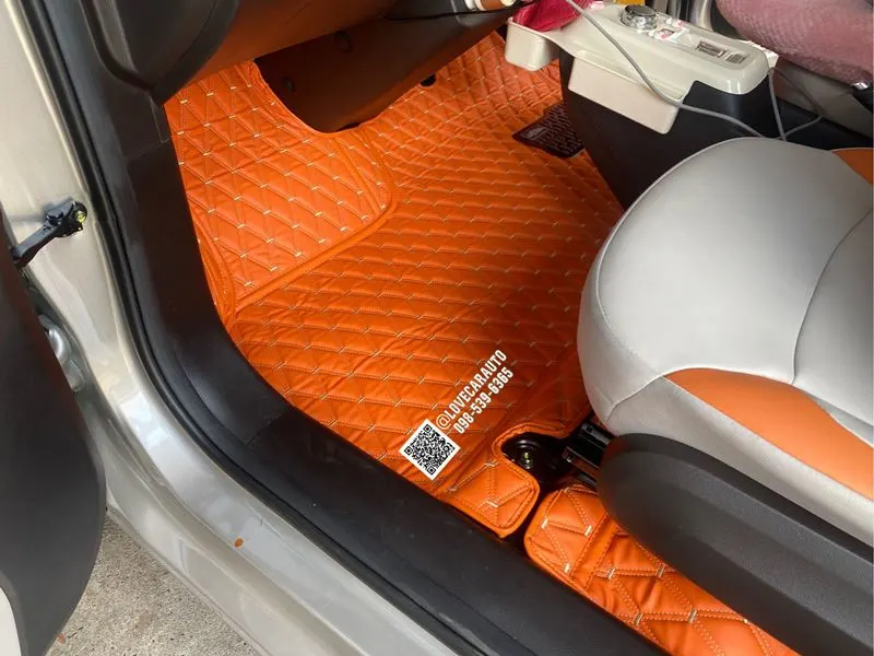 พรมปูพื้นรถยนต์ 6D Changan Lumin พรมvvip สีส้มด้ายทอง