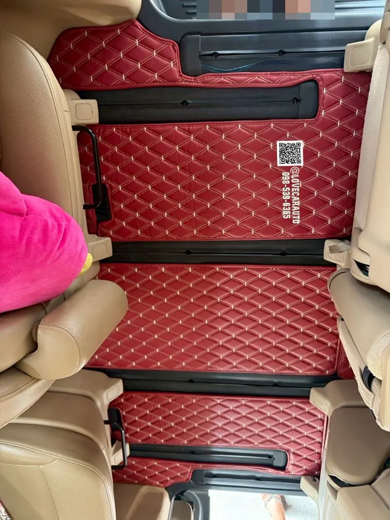 พรมปูพื้นรถยนต์ 6D Hyundai H-1 Elite พรม VVIP ด้ายคู่สีแดงไวน์