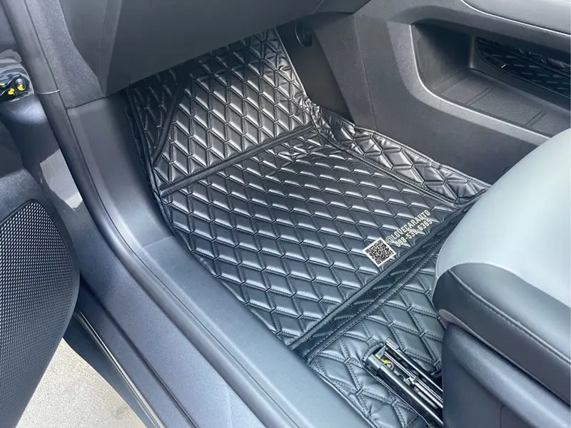 พรมปูพื้นรถยนต์ MG S5 EV ด้ายคู่ สีดำด้ายดำ