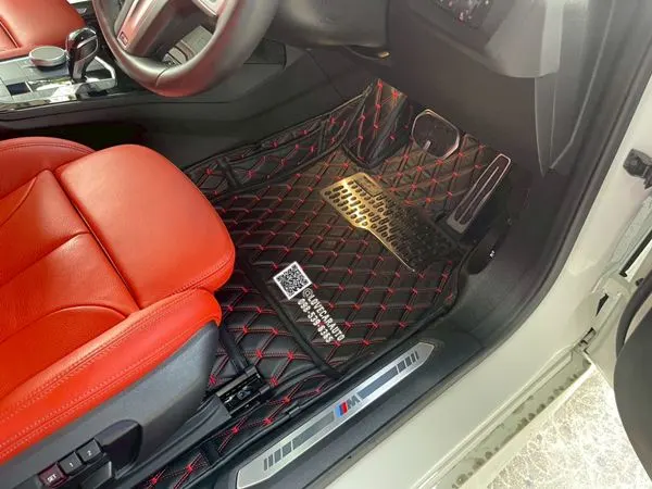 พรมปูพื้นรถยนต์ Bmw 220i Coupe พรม VVIP ด้ายคู่ สีดำด้ายแดง